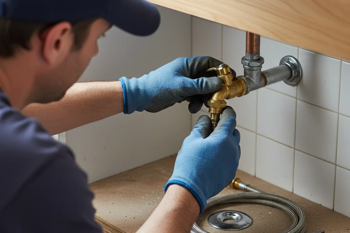 Shutoff valve and fitting work during Burst Pipe Repair in Warner